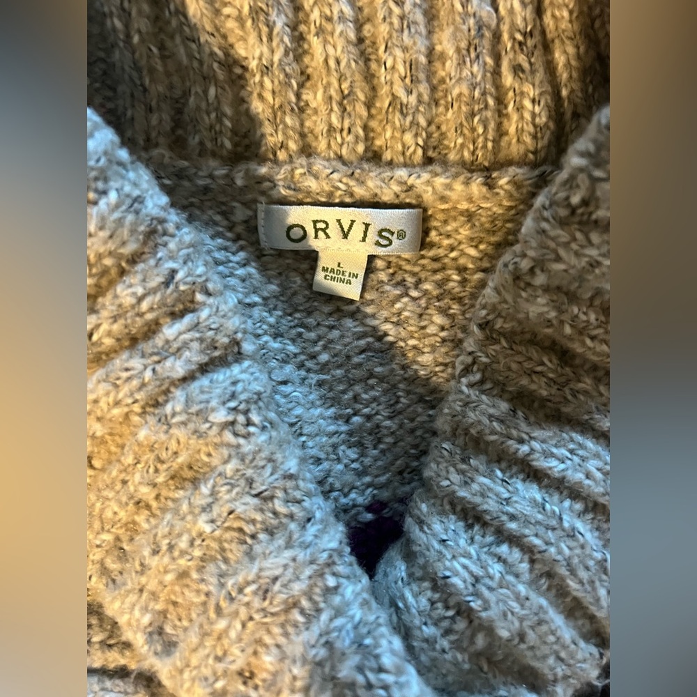Orvis Fair Isle Tan Knit Sweater, New without tags, L - Picture 2 of 7